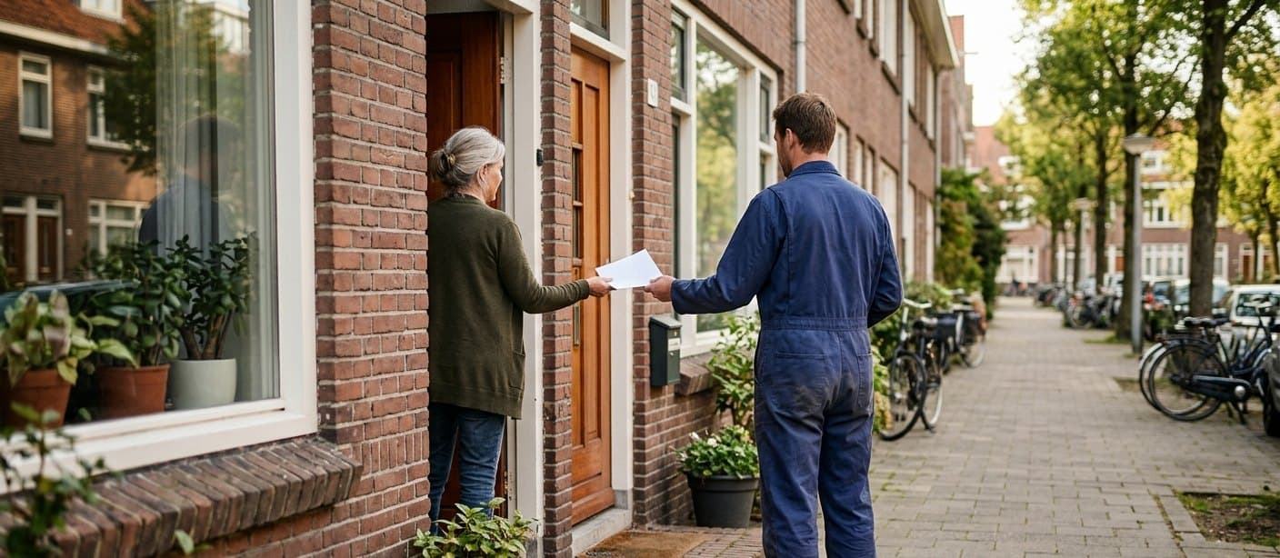 Bestrijder geeft advies en overhandigt informatie aan de klant