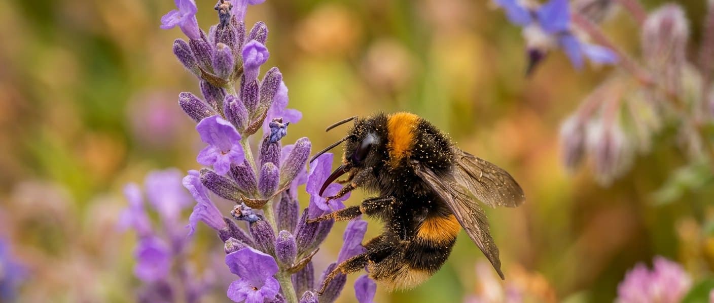 Een hommel op een lavendelbloem